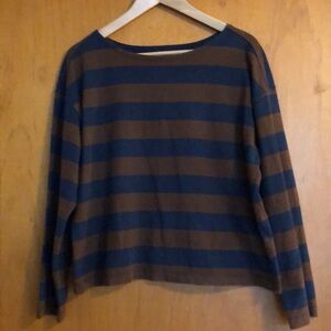 Everlane Mariner striped brown and navy long sleeved tee
